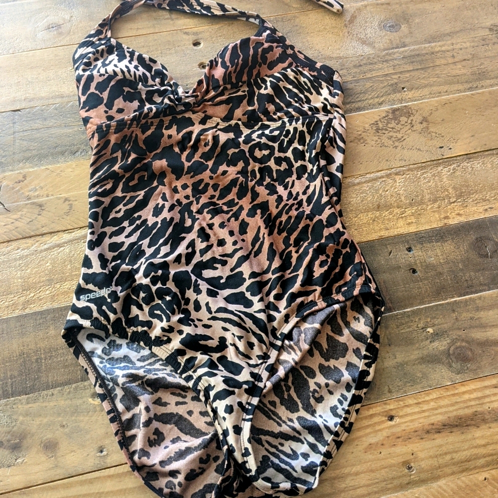 Leopard Print Speedo One Piece Swimsuit Bathing